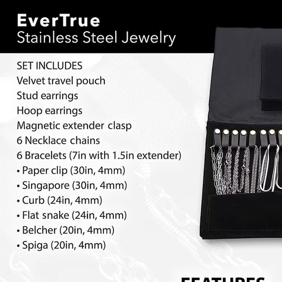 Ever True 15 Pieces Jewelry Set & Travel Case 18K White Gold Plated - Picture 6 of 6